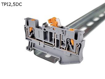 Клемма push-in c ножевым размыкателем 2 контакта 2,5 мм2, серая