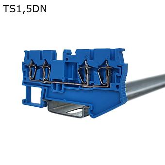 Клемма пружинная проходная 4 контакта 1,5 мм2, синяя