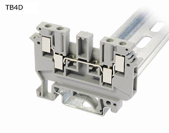 Клемма винтовая проходная 4 контакта, 4 мм2, серая
