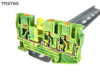Клемма push-in проходная 3 контакта 6 мм2, заземляющая