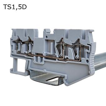 Клемма пружинная проходная 4 контакта 1,5 мм2, серая