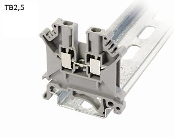 Клемма винтовая проходная 2 контакта 2,5 мм2, серая