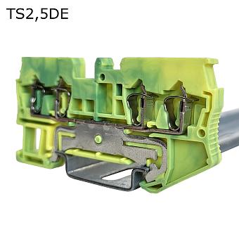 Клемма пружинная проходная 4 контакта 2,5 мм2, заземляющая