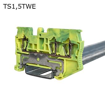 Клемма пружинная проходная 3 контакта 1,5 мм2, заземляющая