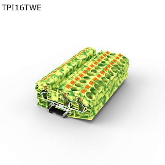 Клемма push-in проходная 3 контакта 16 мм2, заземляющая