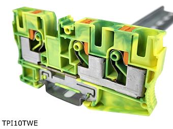 Клемма push-in проходная 3 контакта 10 мм2, заземляющая