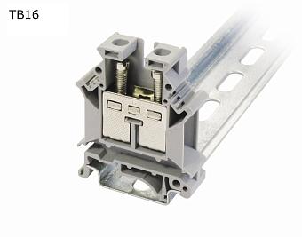 Клемма винтовая проходная 2 контакта 16 мм2, серая