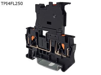 Клемма push-in с держателем предохранителя и индикатором 250В 2 контакта 4 мм2, черная