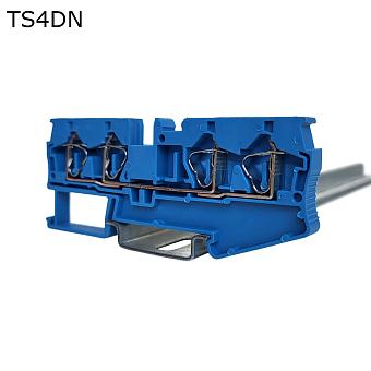 Клемма пружинная проходная 4 контакта 4 мм2, синяя