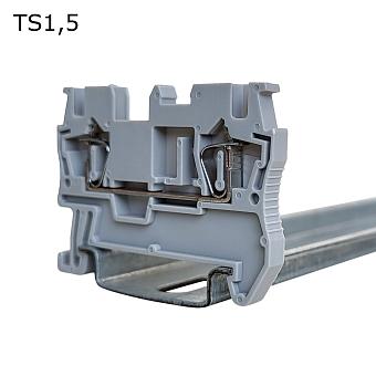 Клемма пружинная проходная 2 контакта 1,5 мм2, серая