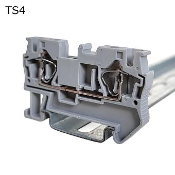 Клемма пружинная проходная 2 контакта 4 мм2, серая