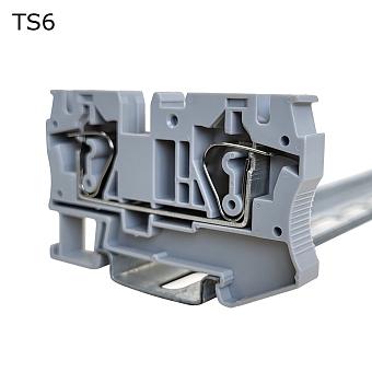 Клемма пружинная проходная 2 контакта 6 мм2, серая