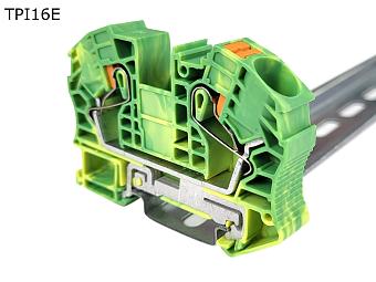 Клемма push-in проходная 2 контакта 16 мм2, заземляющая