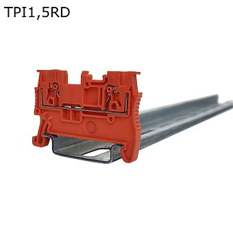 Клемма push-in проходная 2 контакта 1,5 мм2, красная