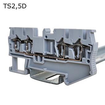 Клемма пружинная проходная 4 контакта 2,5 мм2, серая